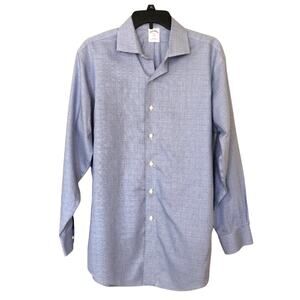 Brooks Brothers 346 Blue Glen Check Long Sleeve Slim Fit Button Down Dress Shirt